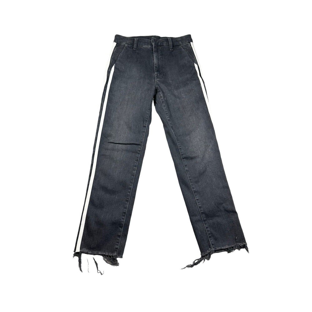 READ- MOTHER The Shaker Prep Fray Cropped Womens Jeans Dear Mr Black Racer 23